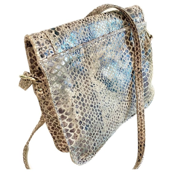 Elliott Lucca Vintage Python Snakeskin Rojo Flap Crossbody - Picture 4 of 10